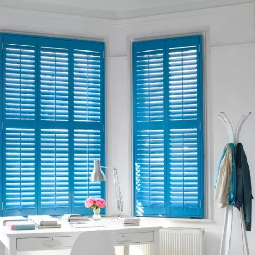 full height blue shutters